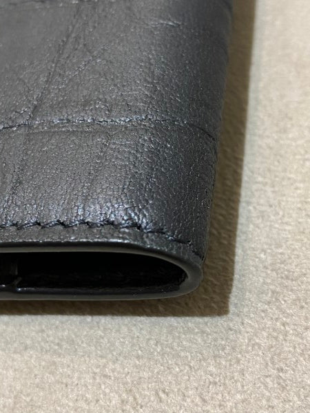 YSL Black Croc Embossed Bifold Wallet