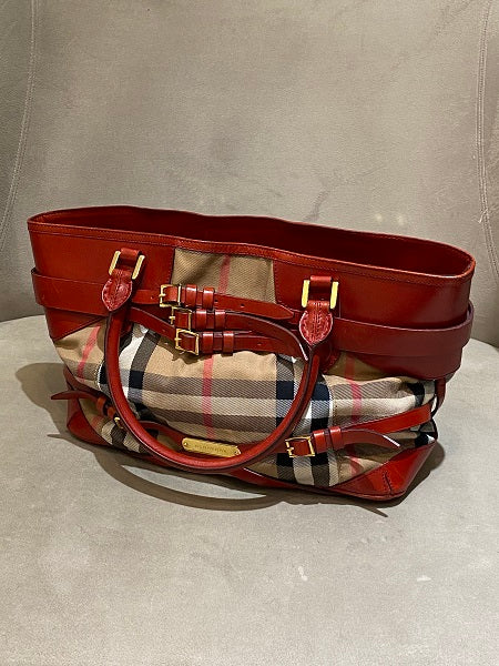 Burberry Red Bridle House Check Bag