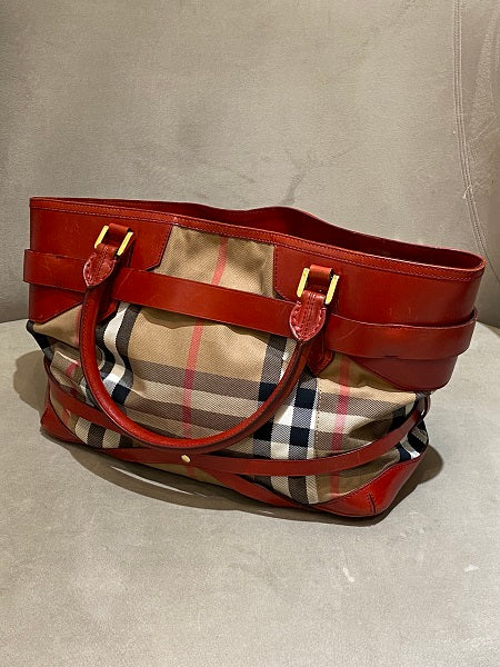 Burberry Red Bridle House Check Bag