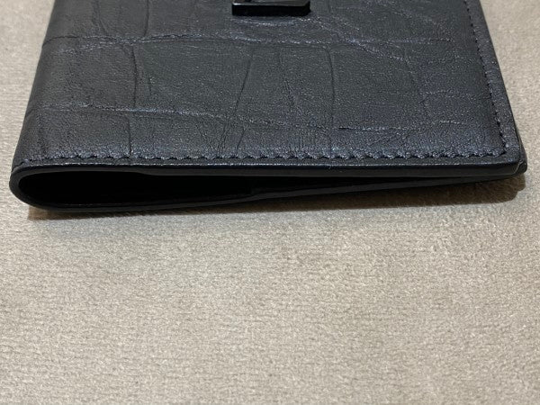 YSL Black Croc Embossed Bifold Wallet