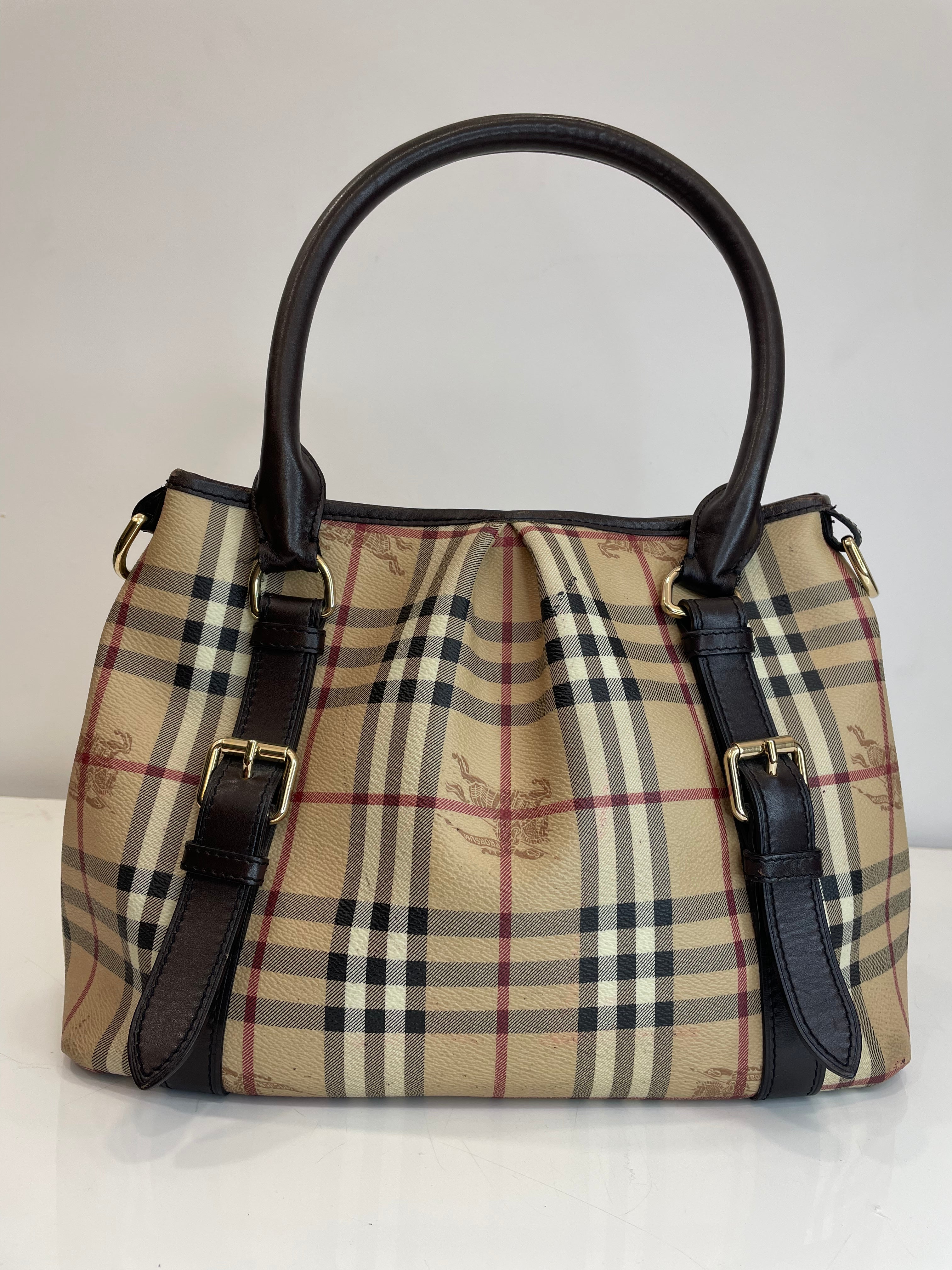 Burberry Brown Haymarket Check Small Northfield Tote Bag