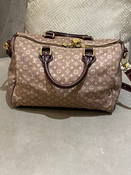 Louis Vuitton Brown Monogram Mini Lin Bandouliere Speedy 30 Bag