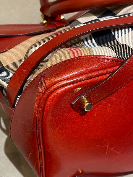 Burberry Red Bridle House Check Bag