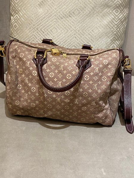 Louis Vuitton Brown Monogram Mini Lin Bandouliere Speedy 30 Bag