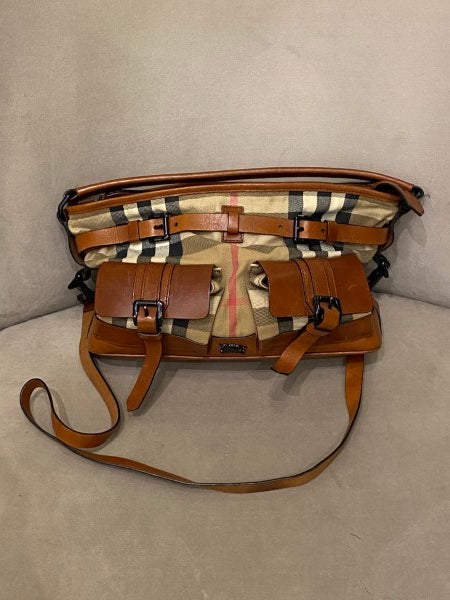 Burberry Brown Haymarket Front Pocket Bag