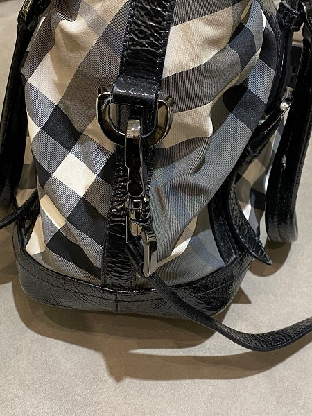 Burberry Bicolor Beat Check Nylon Lowry Tote Bag