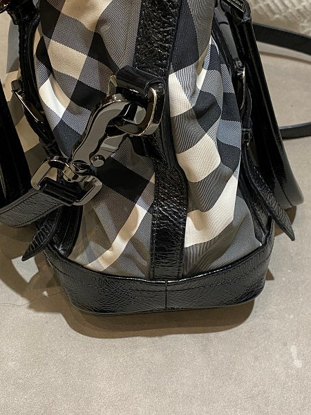 Burberry Bicolor Beat Check Nylon Lowry Tote Bag