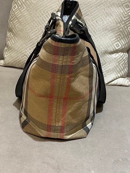 Burberry Bicolor Shimmery Nova Check Tote Bag