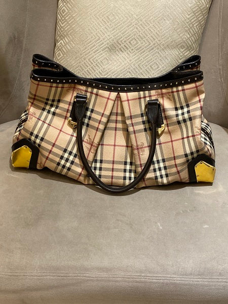 Burberry Bicolor Haymarket Check Tote Bag