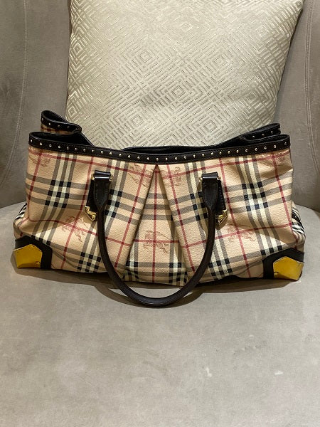 Burberry Bicolor Haymarket Check Tote Bag