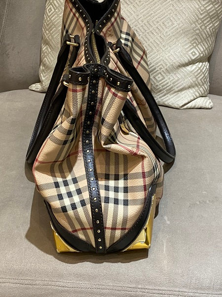 Burberry Bicolor Haymarket Check Tote Bag