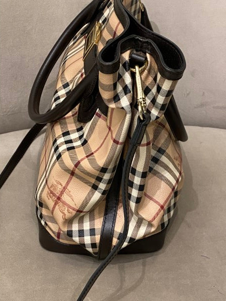 Burberry Brown Haymarket Check Golderton Bag