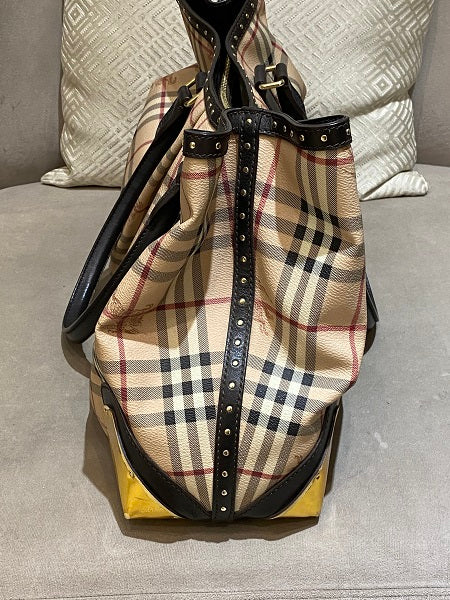 Burberry Bicolor Haymarket Check Tote Bag