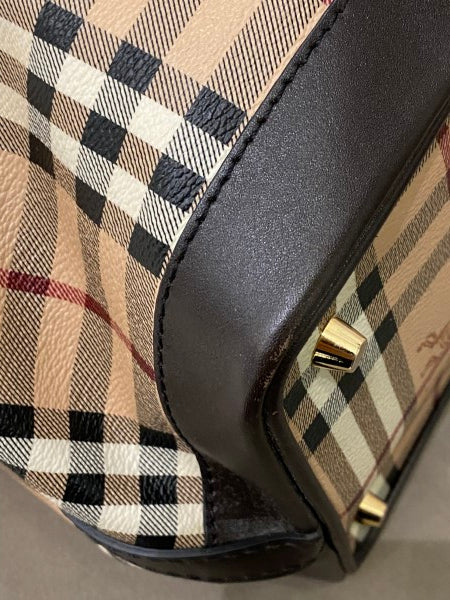 Burberry Brown Haymarket Check Golderton Bag