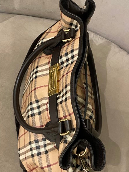 Burberry Brown Haymarket Check Golderton Bag