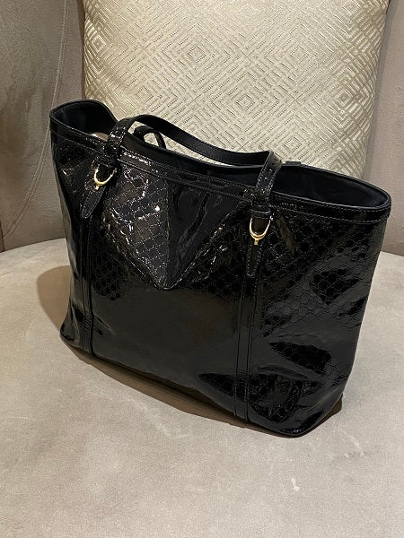 Gucci Black Vernis Microguccissima Bag