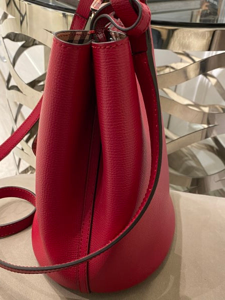 Burberry Red Lorne Poppy Bucket Small Bag