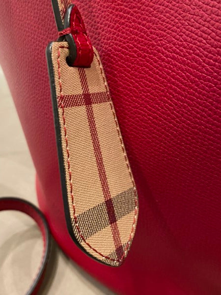 Burberry Red Lorne Poppy Bucket Small Bag