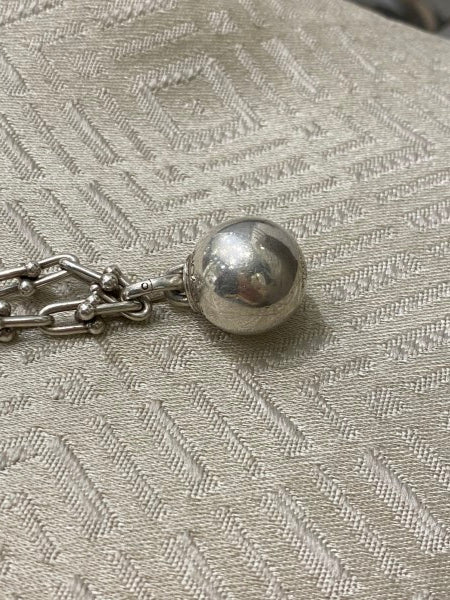 Tiffany & Co Silver Hardwear Necklace W/ Lock & Ball Pendant